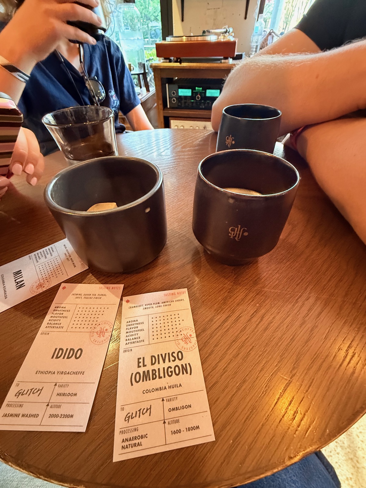 Glitch Coffee single-origin cups — Idido Ethiopia Yirgacheffe and El Diviso Colombia Huila