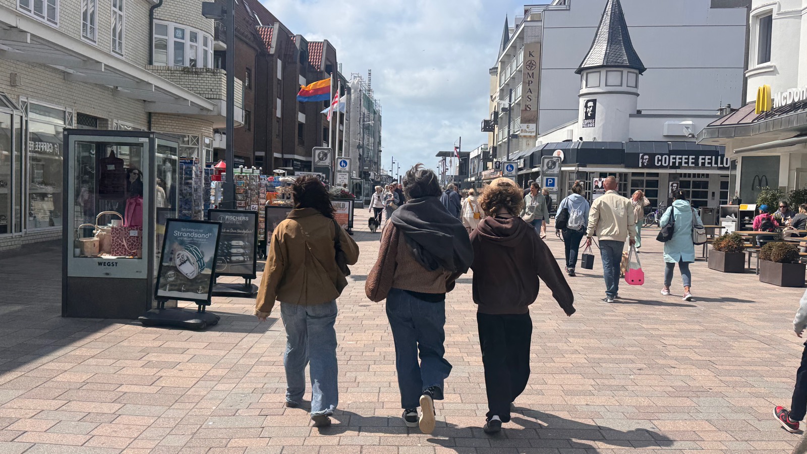 The three walking Friedrichstrasse in Westerland, Sylt